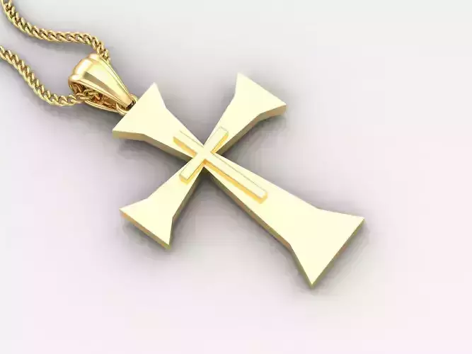Light Gold 18K Cross Pendant 2CP018 3D print model Light Gold 18K Cross Pendant 2CP018 3D print model