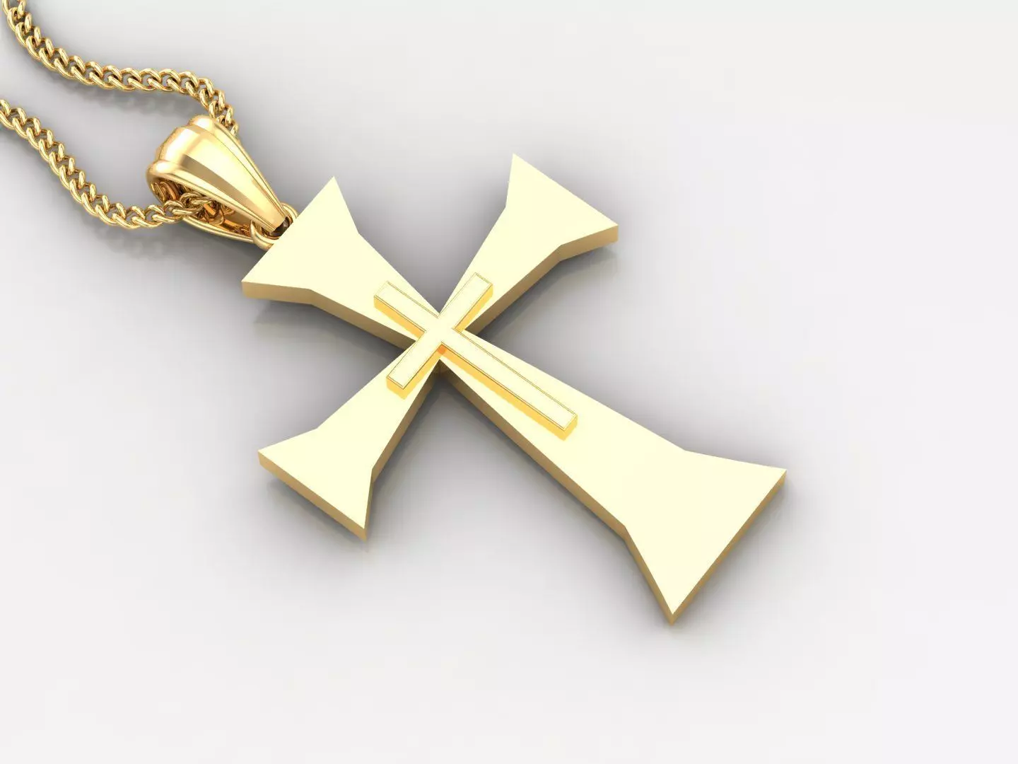 Light Gold 18K Cross Pendant 2CP018 3D print model_0