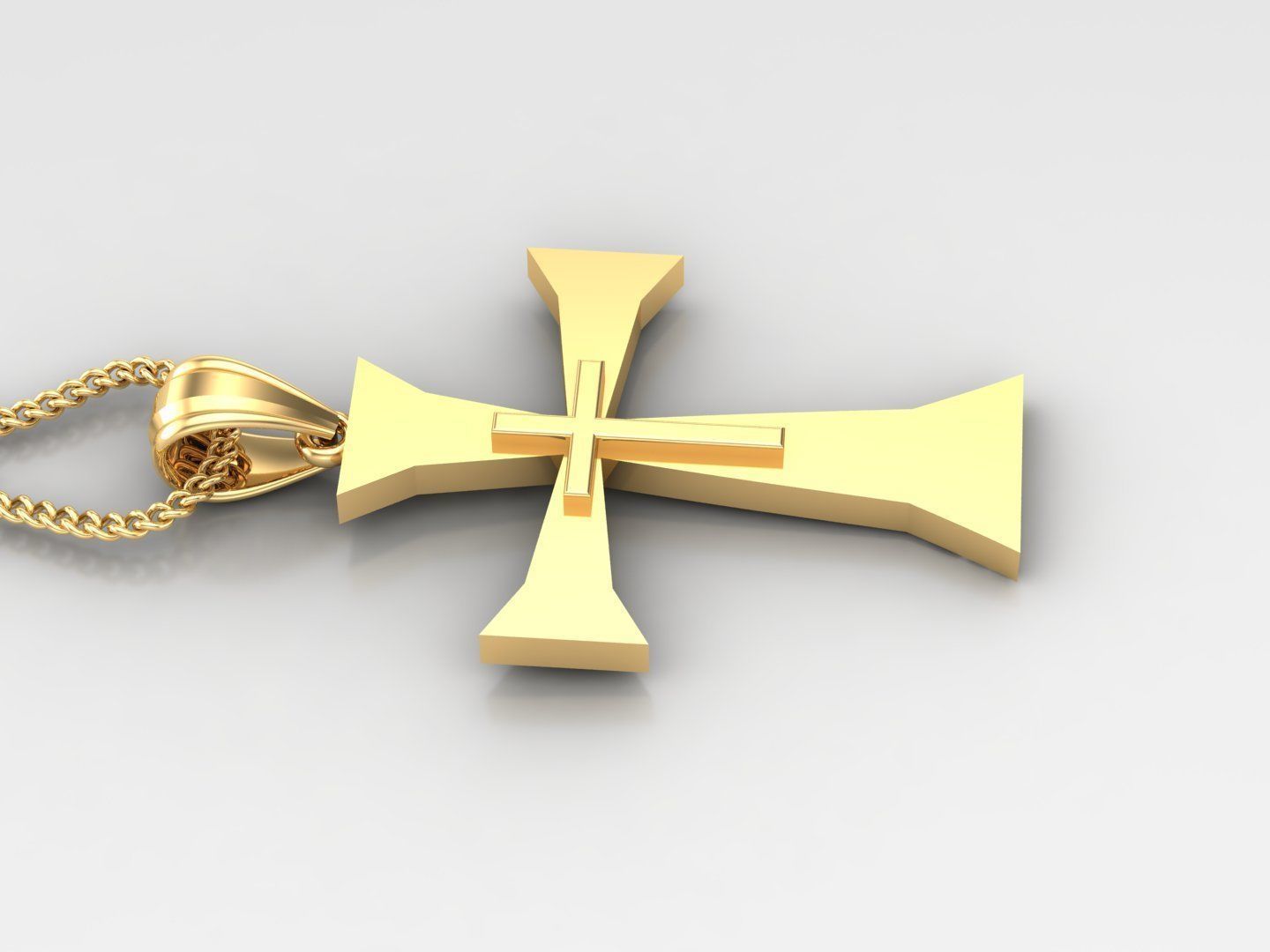 Light Gold 18K Cross Pendant 2CP018 3D print model_3