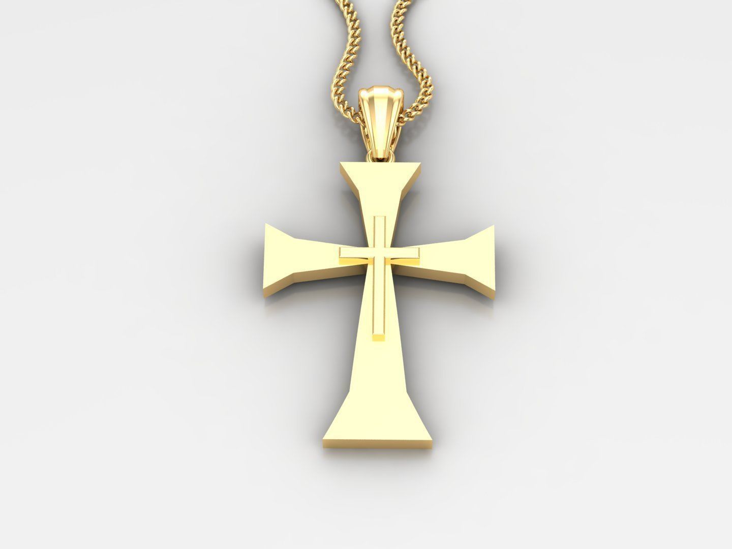 Light Gold 18K Cross Pendant 2CP018 3D print model_2