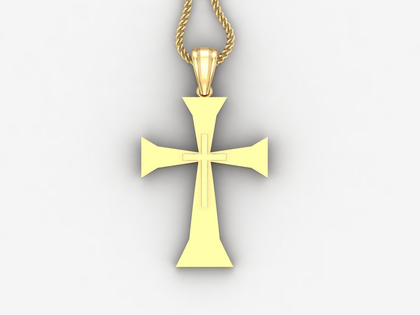 Light Gold 18K Cross Pendant 2CP018 3D print model_4