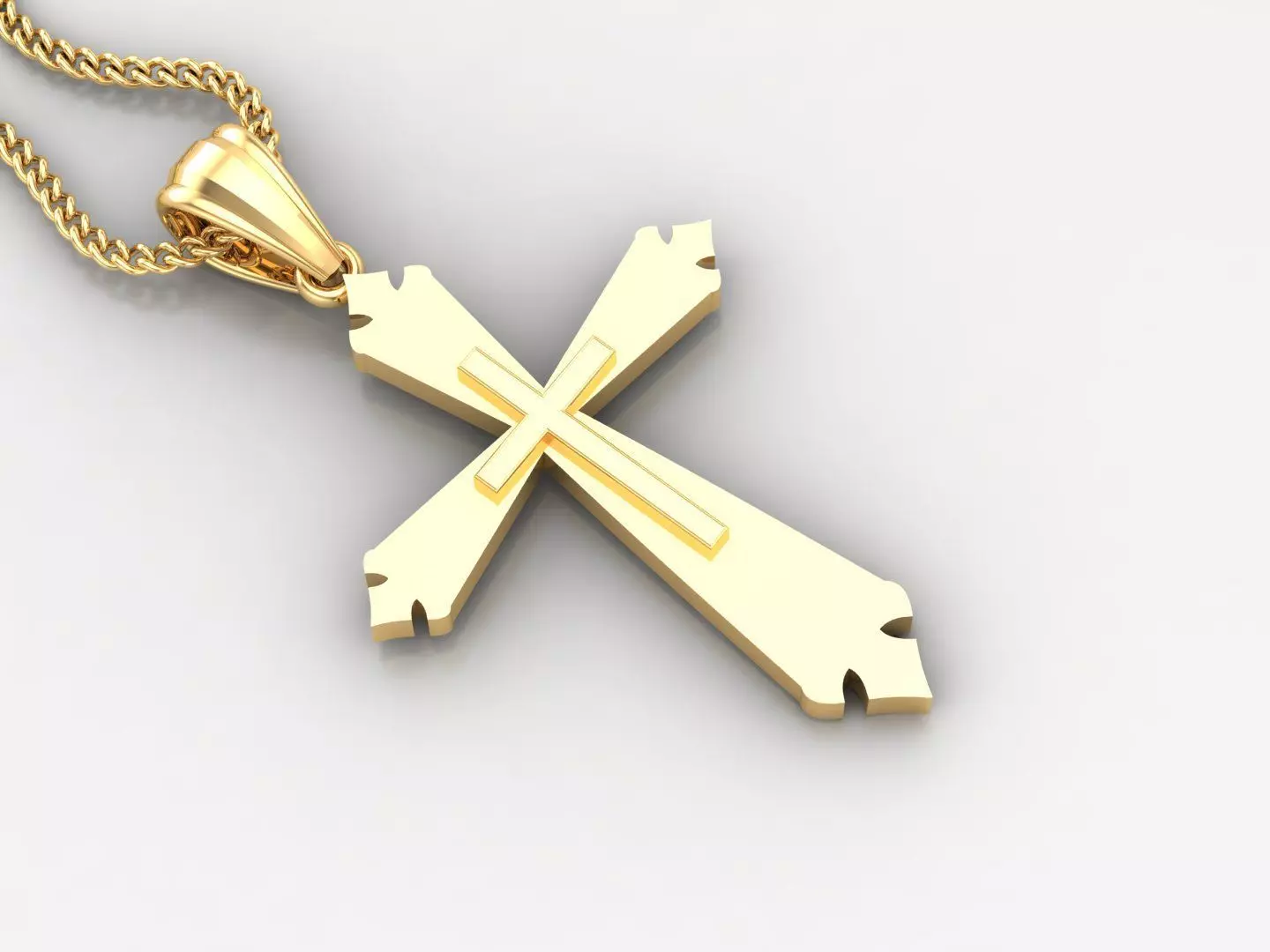 Light Gold 18K Cross Pendant 2CP017 3D print model_0