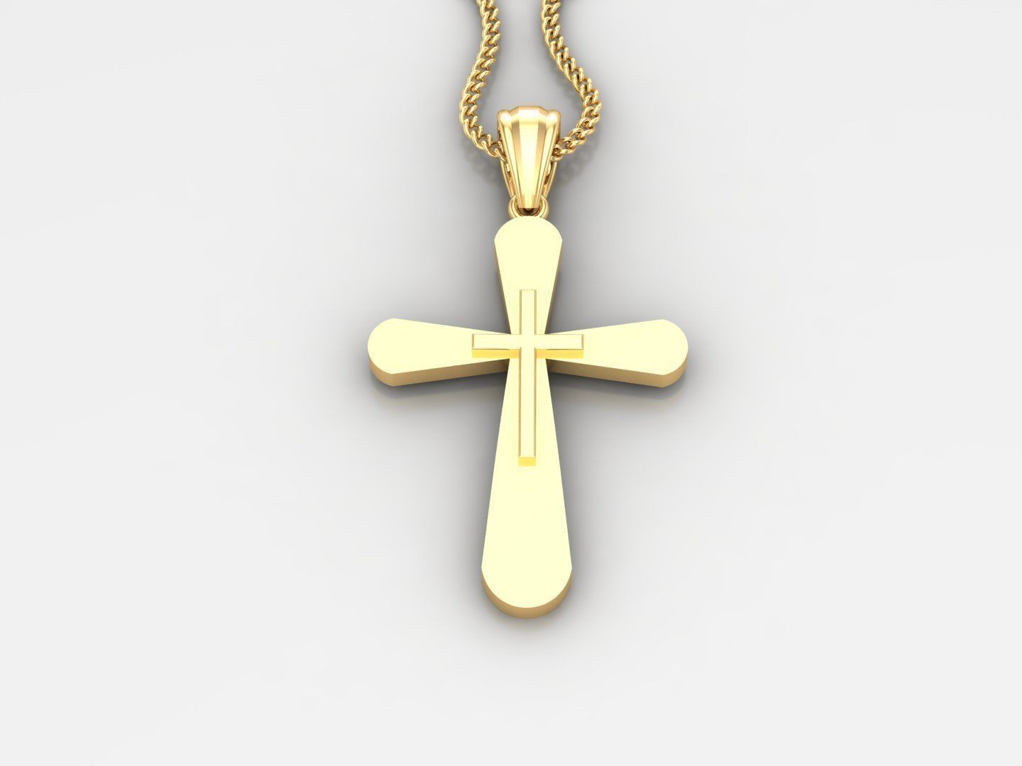 Light Gold 18K Cross Pendant 2CP016 3D print model_2
