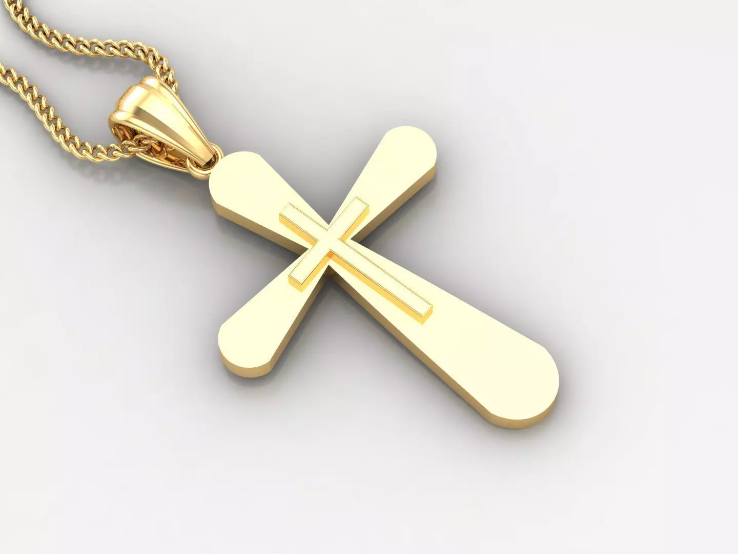 Light Gold 18K Cross Pendant 2CP016 3D print model_0