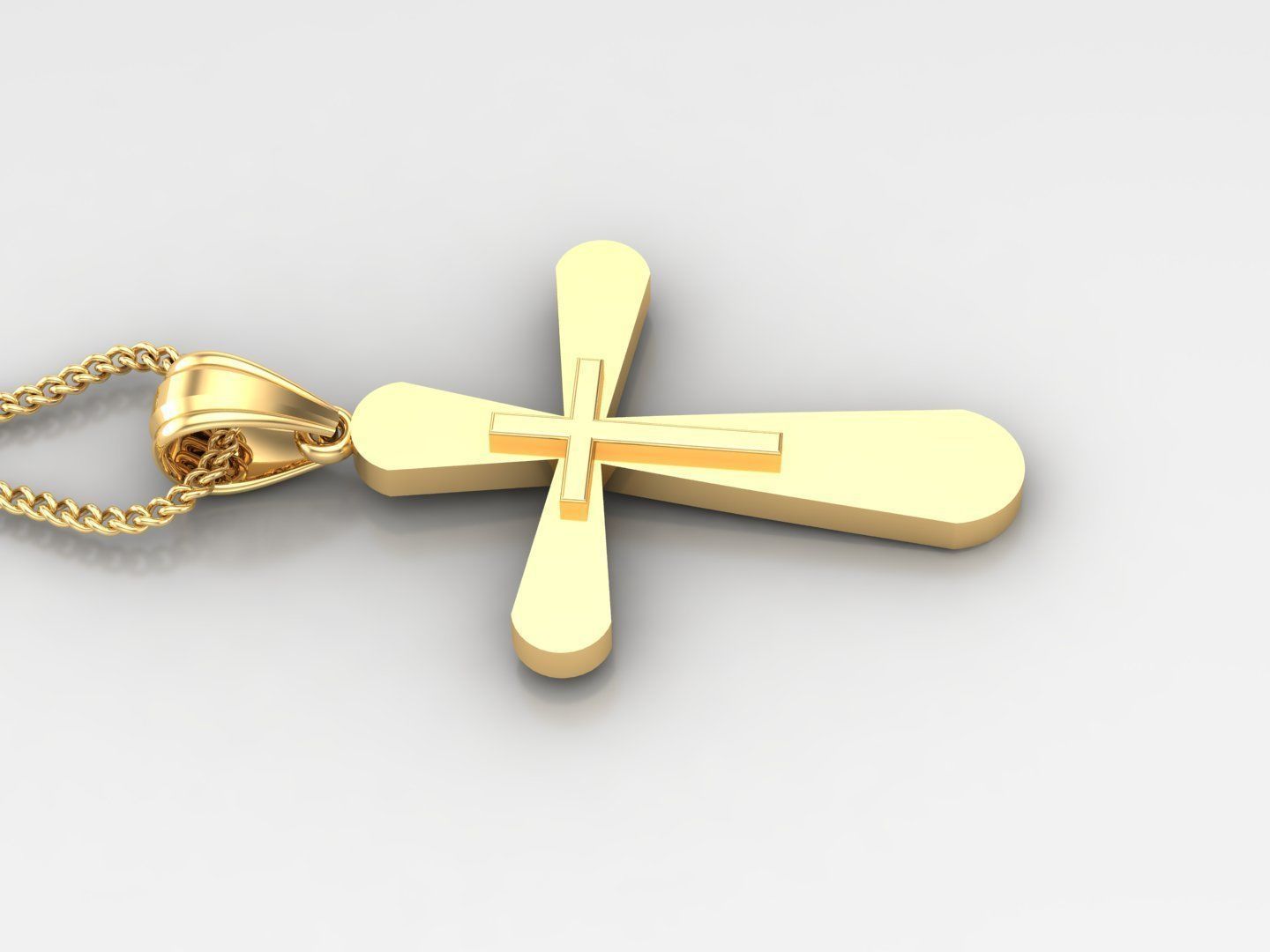 Light Gold 18K Cross Pendant 2CP016 3D print model_3