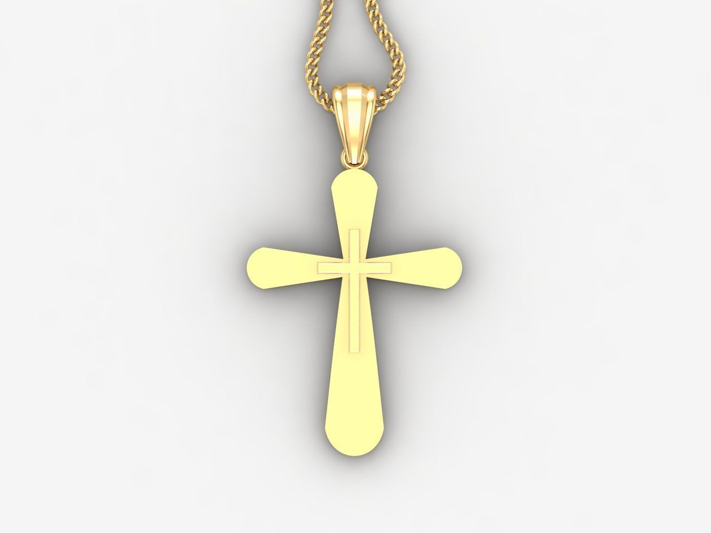 Light Gold 18K Cross Pendant 2CP016 3D print model_4