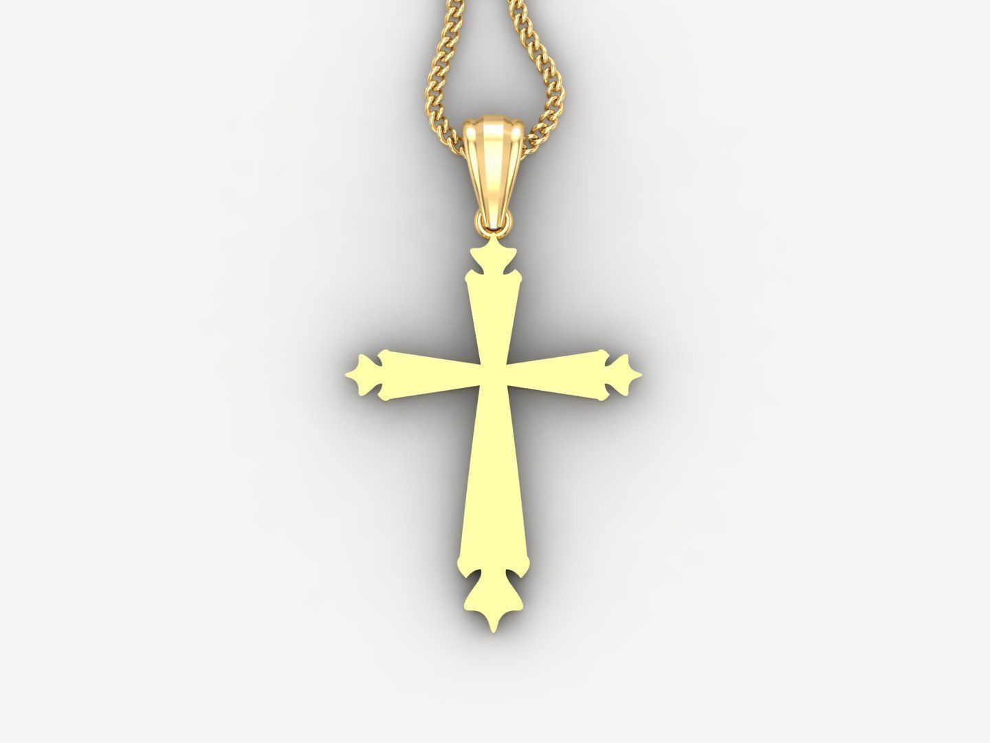 Light Gold 18K Cross Pendant 2CP015 3D print model_4