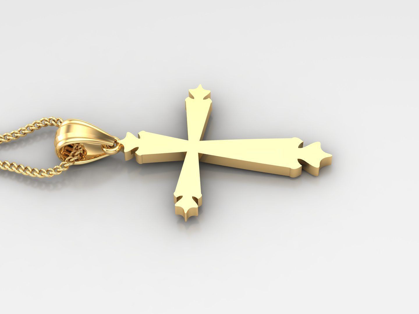 Light Gold 18K Cross Pendant 2CP015 3D print model_3