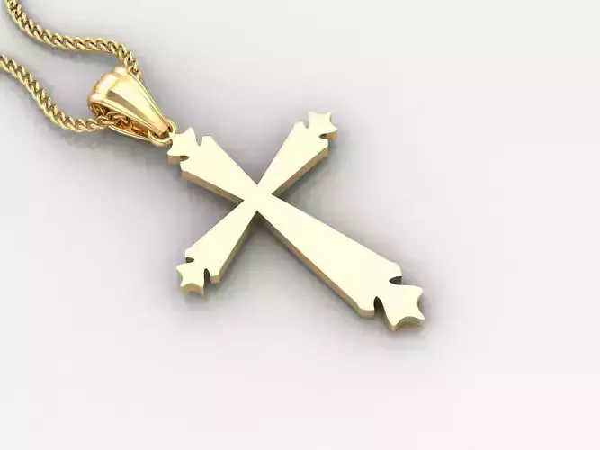 Light Gold 18K Cross Pendant 2CP015 3D print model Light Gold 18K Cross Pendant 2CP015 3D print model
