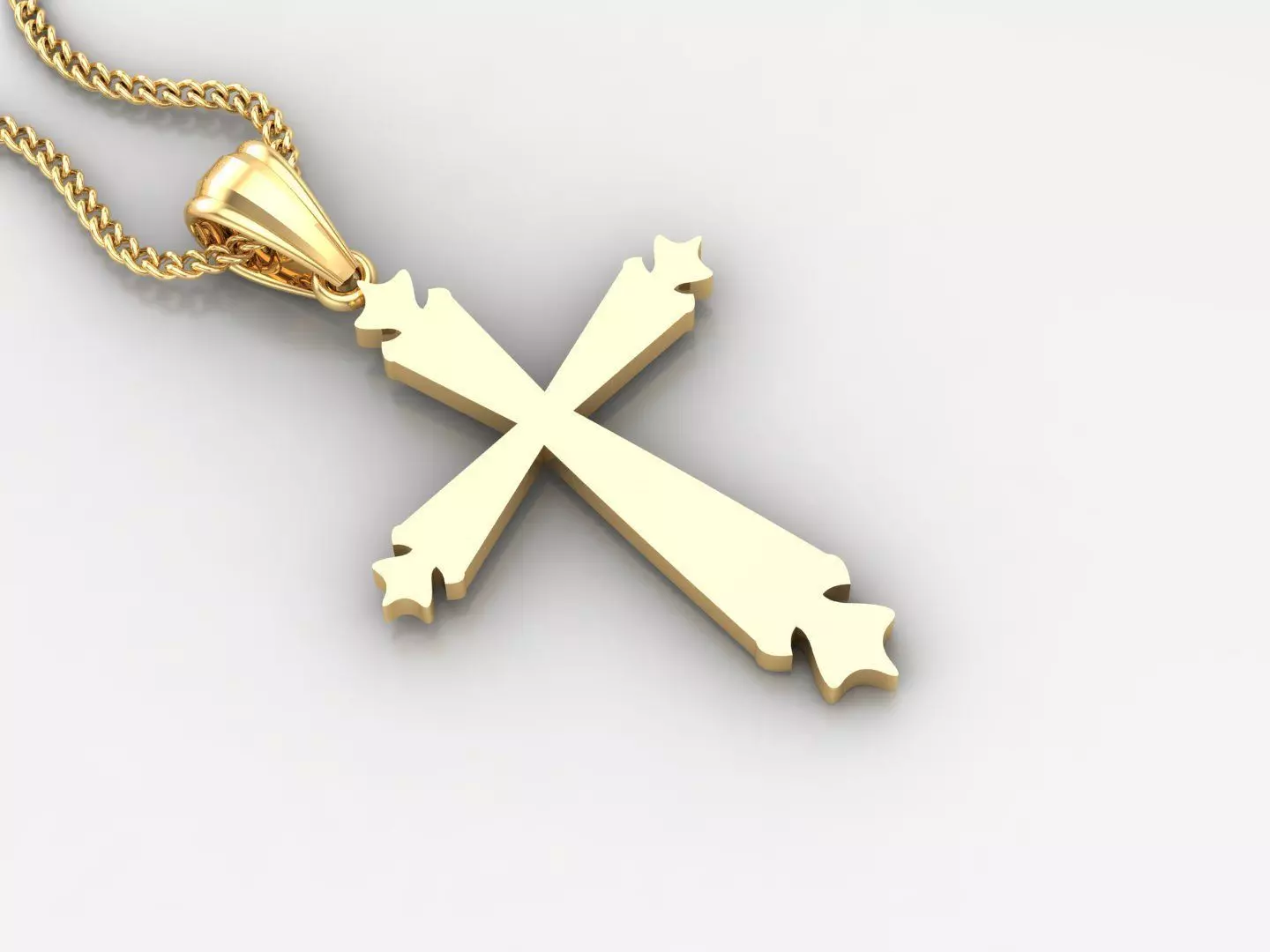 Light Gold 18K Cross Pendant 2CP015 3D print model_0