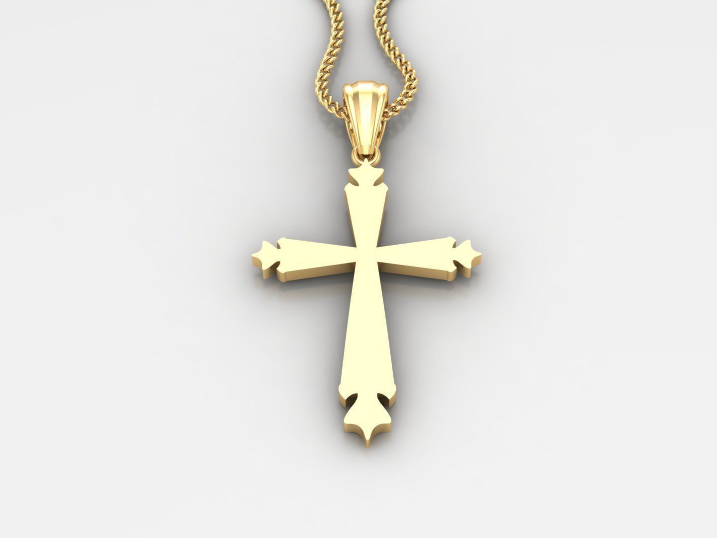 Light Gold 18K Cross Pendant 2CP015 3D print model_2