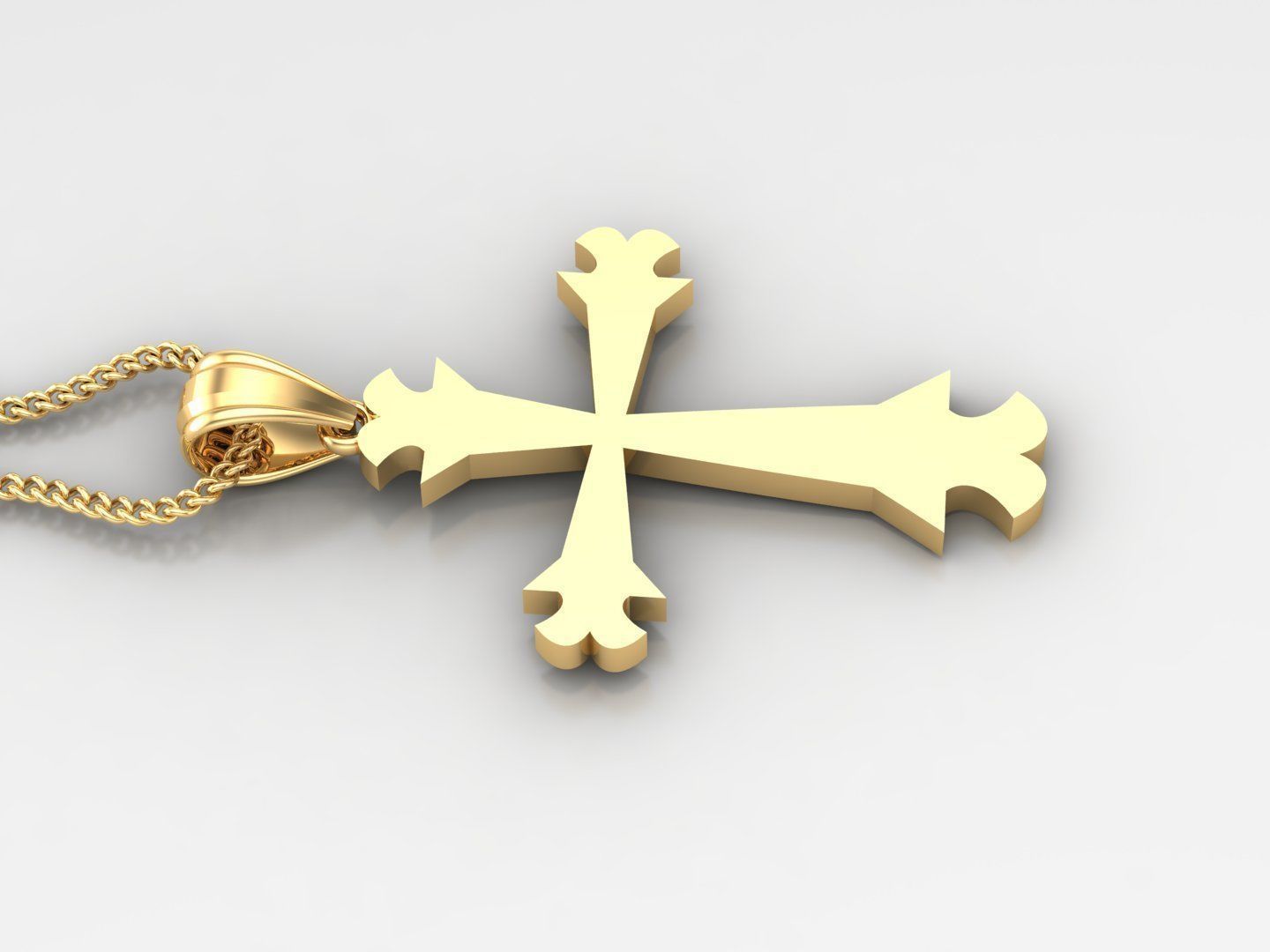 Light Gold 18K Cross Pendant 2CP014 3D print model_3