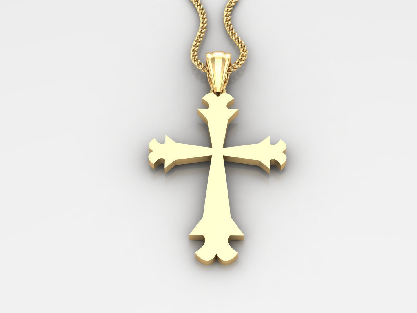 Light Gold 18K Cross Pendant 2CP014 3D print model_2