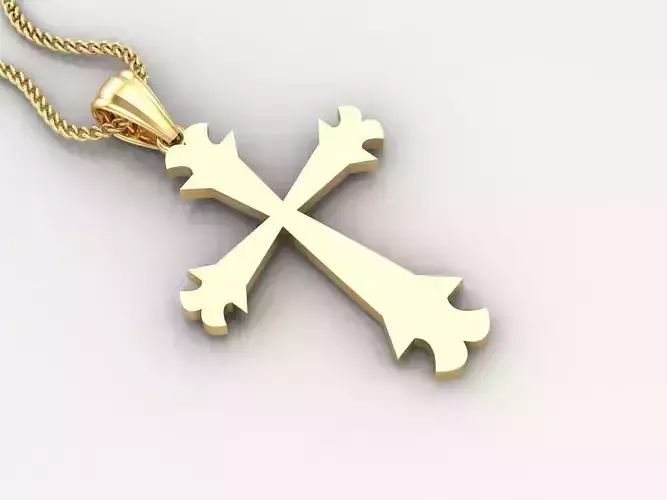 Light Gold 18K Cross Pendant 2CP014 3D print model Light Gold 18K Cross Pendant 2CP014 3D print model