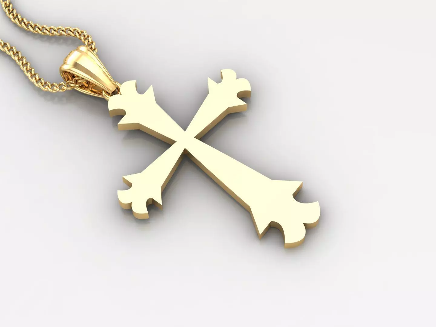 Light Gold 18K Cross Pendant 2CP014 3D print model_0