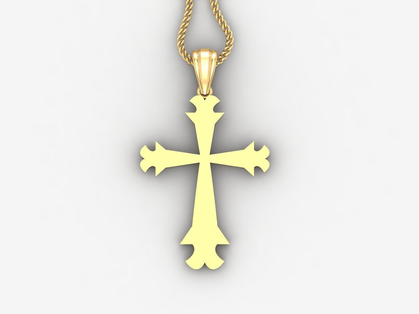 Light Gold 18K Cross Pendant 2CP014 3D print model_4