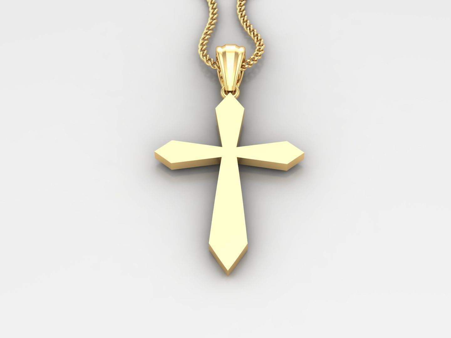 Light Gold 18K Cross Pendant 2CP013 3D print model_2