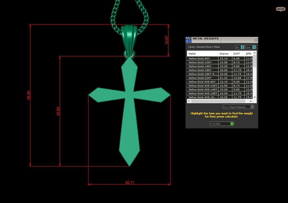 Light Gold 18K Cross Pendant 2CP013 3D print model_1