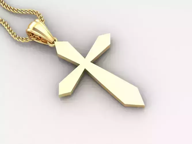 Light Gold 18K Cross Pendant 2CP013 3D print model Light Gold 18K Cross Pendant 2CP013 3D print model