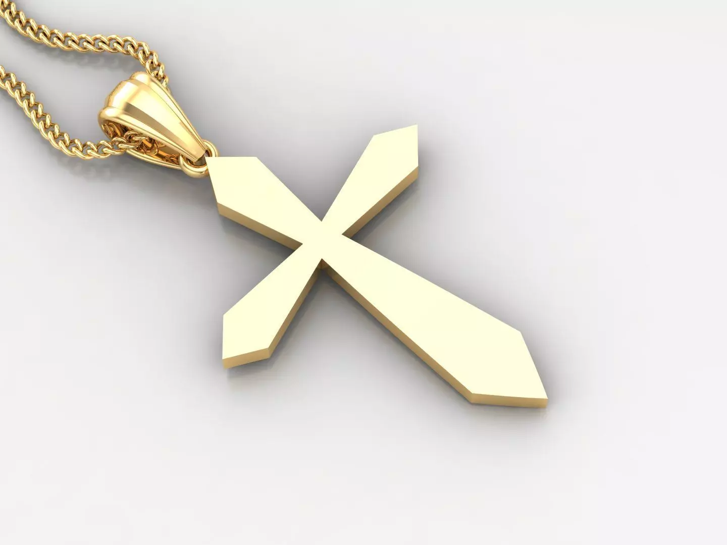 Light Gold 18K Cross Pendant 2CP013 3D print model_0