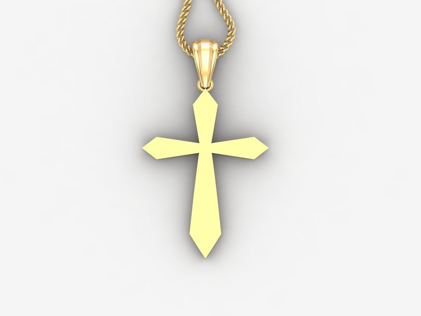 Light Gold 18K Cross Pendant 2CP013 3D print model_4