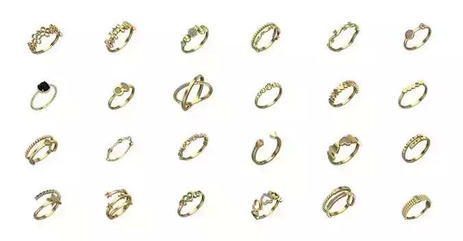 Hollow Rings Pack 3 - 155 3D Models