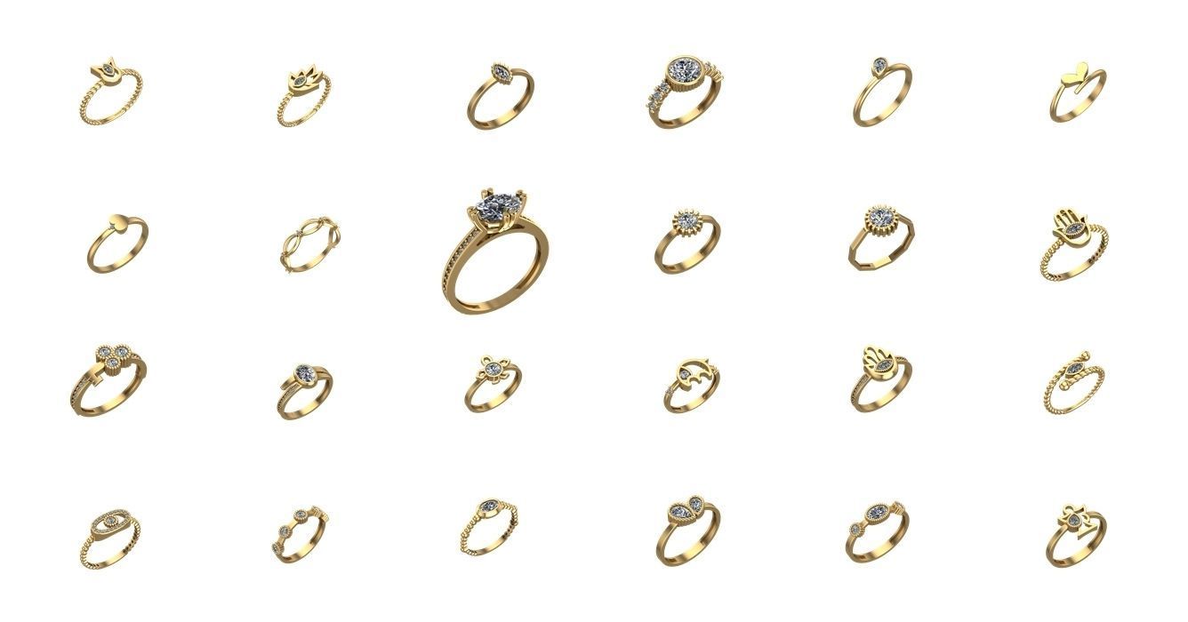 Hollow Rings Pack 3 - 155 3D Models 3D print model_1