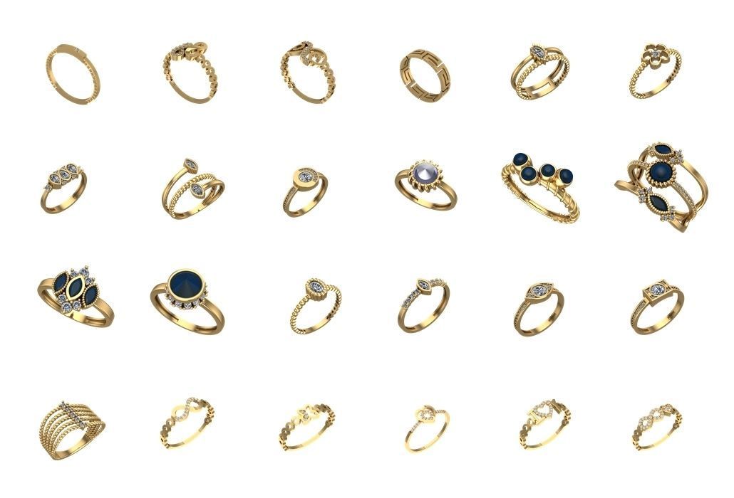 Hollow Rings Pack 3 - 155 3D Models 3D print model_2