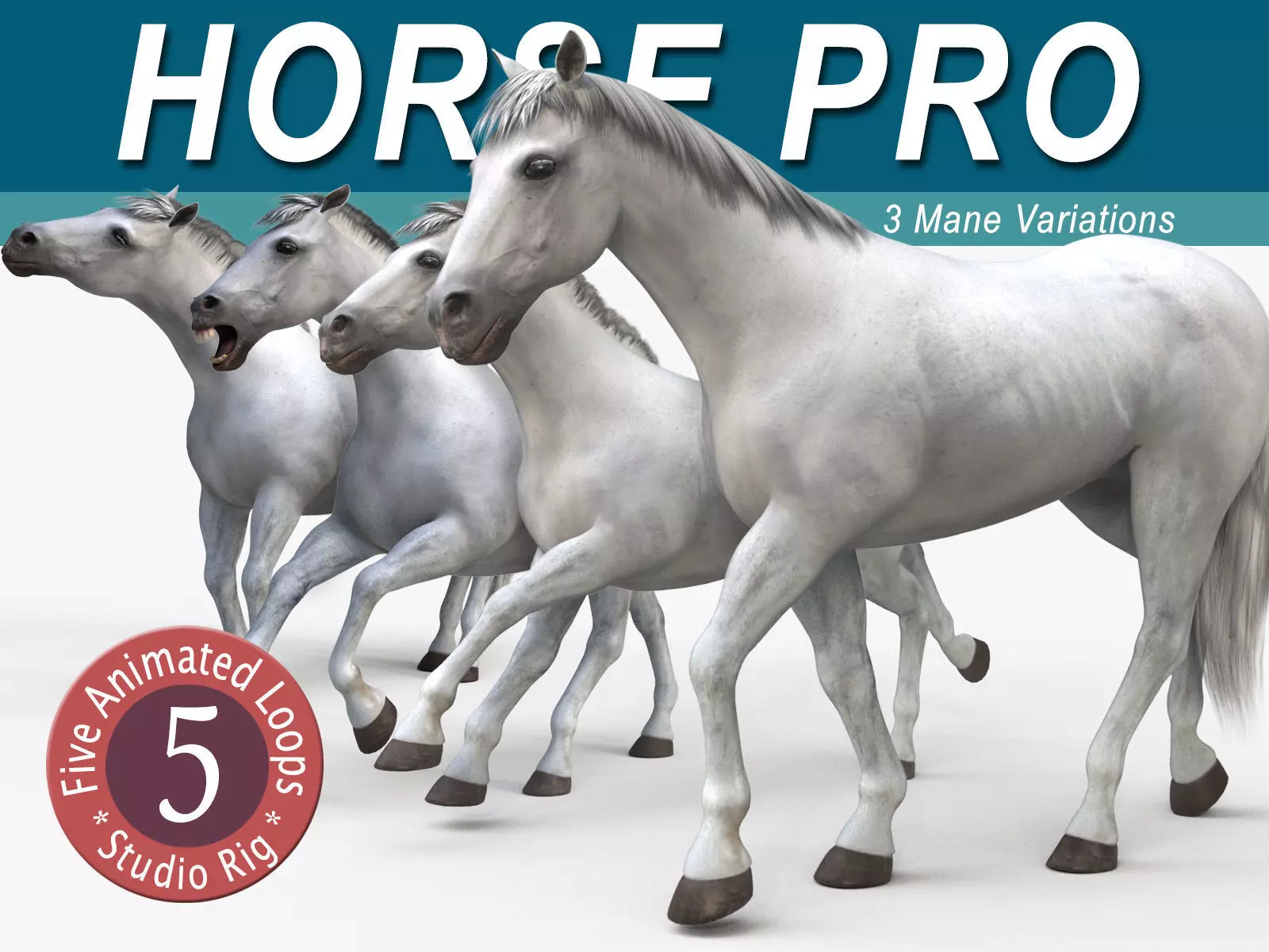 Horse PRO - White 3D model_0