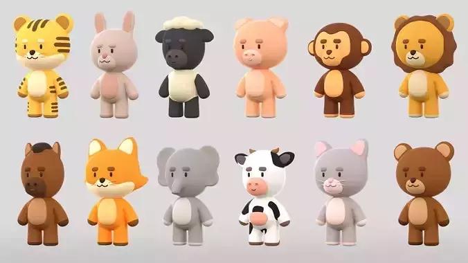 CUTE ANIMALS PACK 3D model