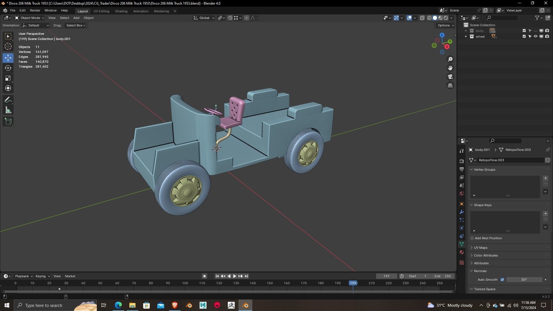 DVCO TO6 Milk Truck 1953 3rd Print Model 3D print model_13