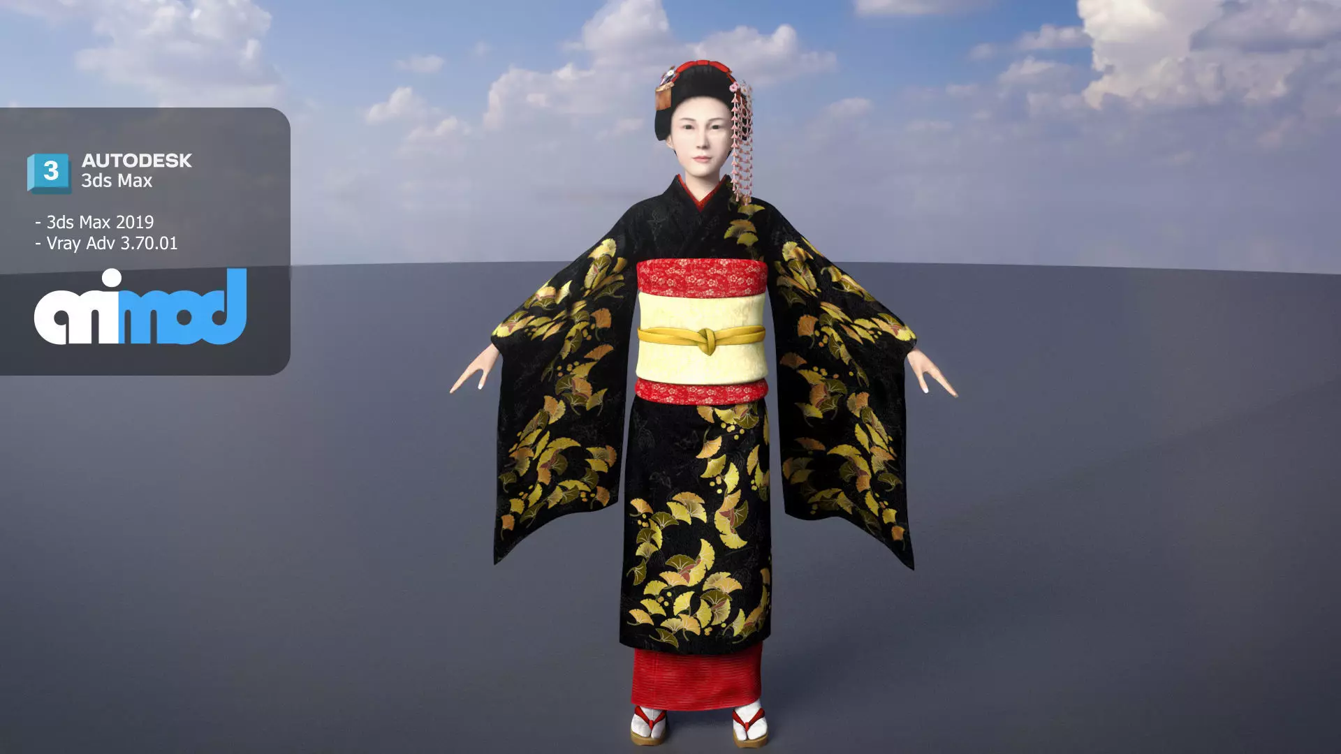 Japanese Geisha 3D model_0