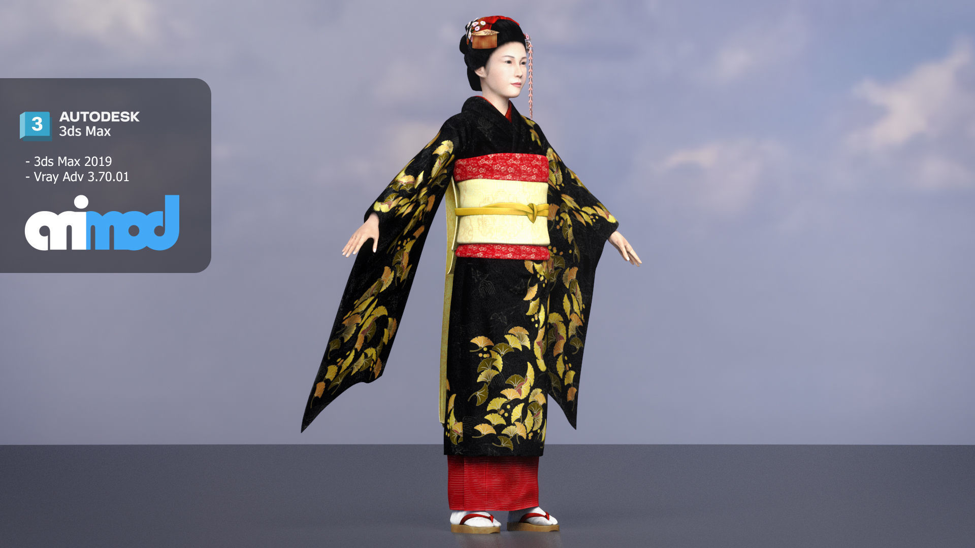 Japanese Geisha 3D model_1