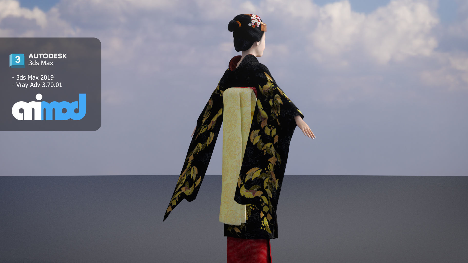 Japanese Geisha 3D model_3