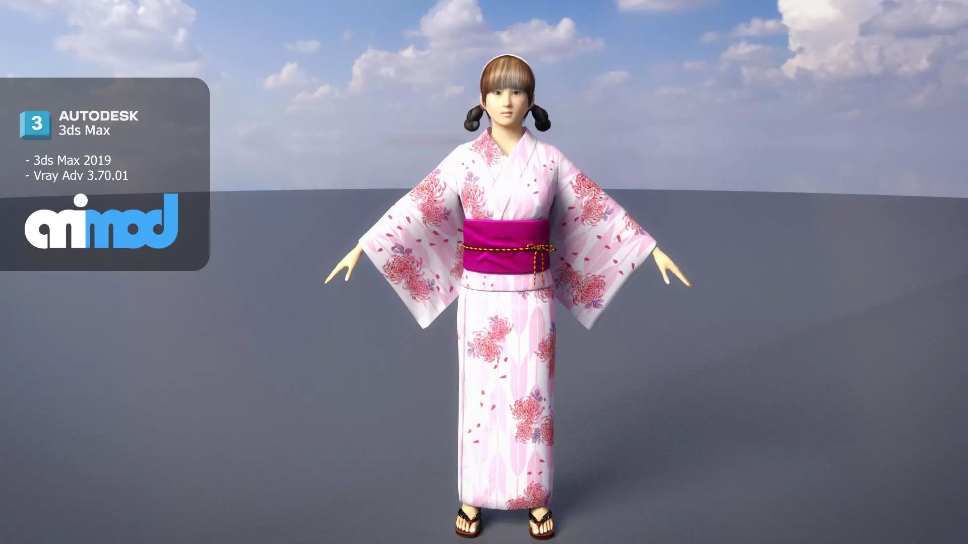 Japanese Girl wearing Yukata 003 3D model