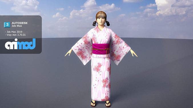 Japanese Girl wearing Yukata 003 3D model