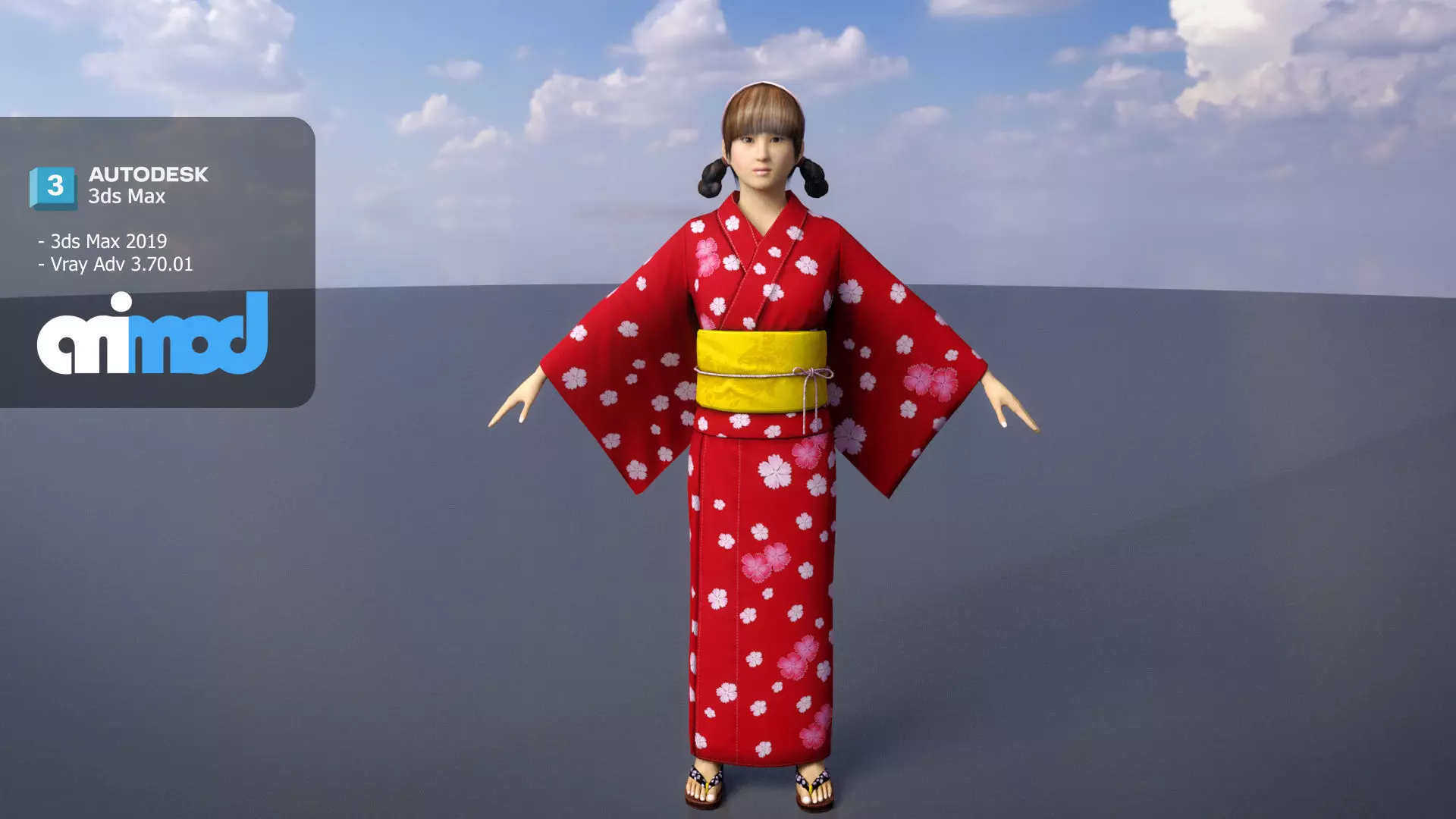 Japanese Girl wearing Yukata 001 3D model