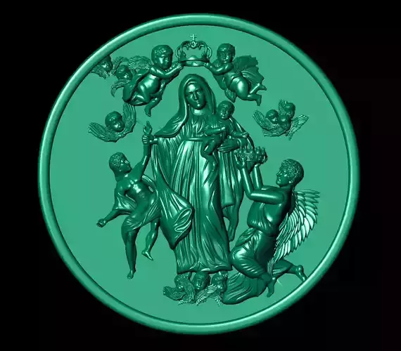 Holy Mother Virgin Mary Queen of Heaven  Antique Gold  3D print model