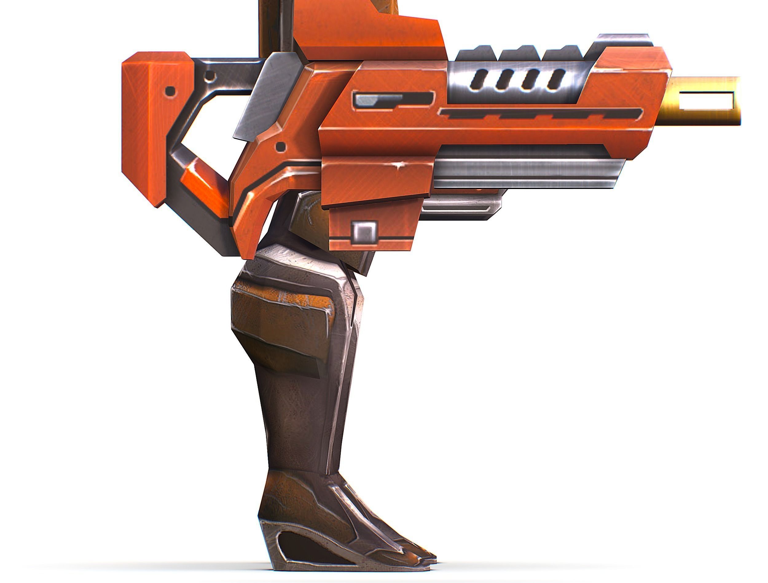 Woman Cyborg Soldier Female with Rifle and Pistol Low-poly 3D model_35