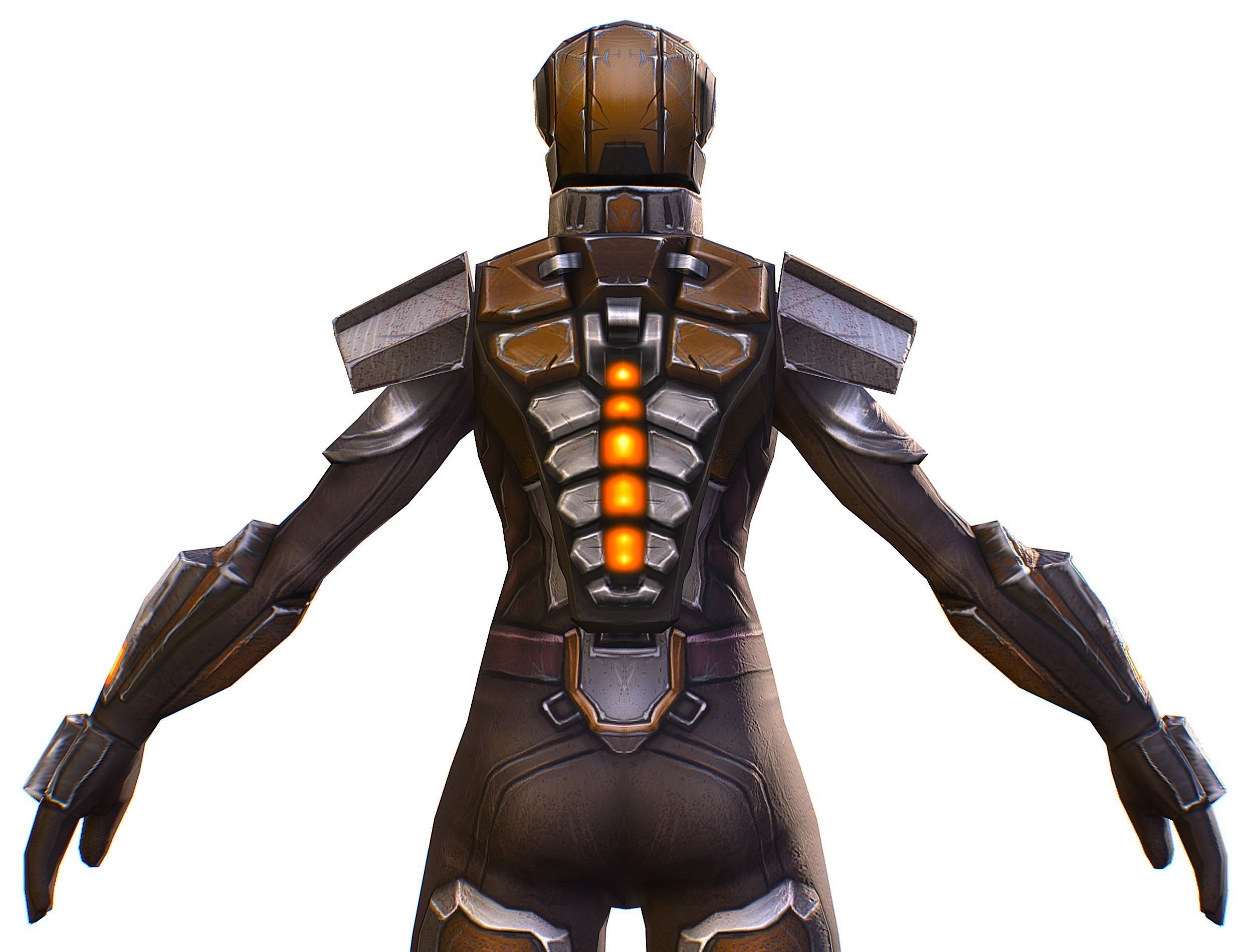 Woman Cyborg Soldier Female with Rifle and Pistol Low-poly 3D model_30