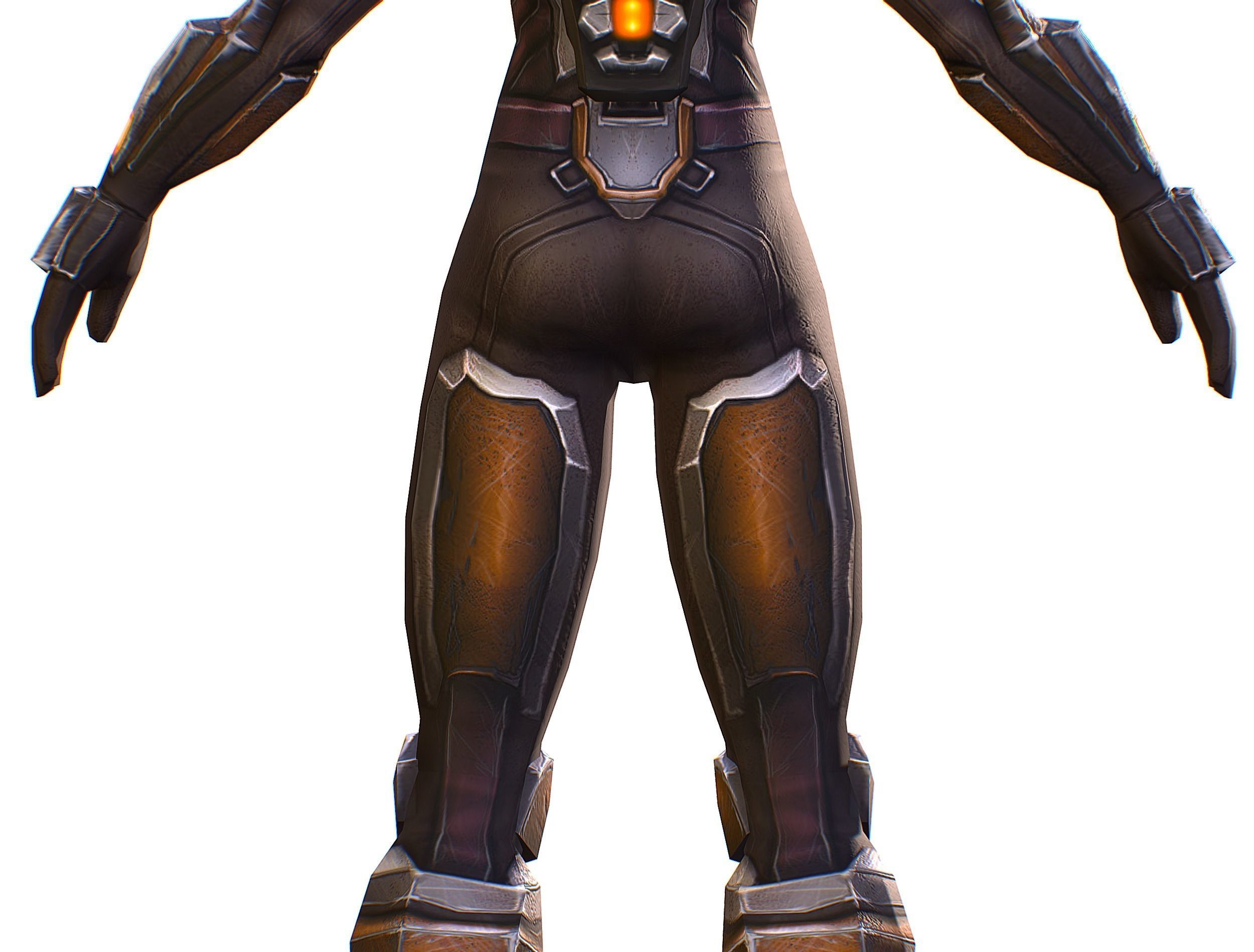 Woman Cyborg Soldier Female with Rifle and Pistol Low-poly 3D model_31