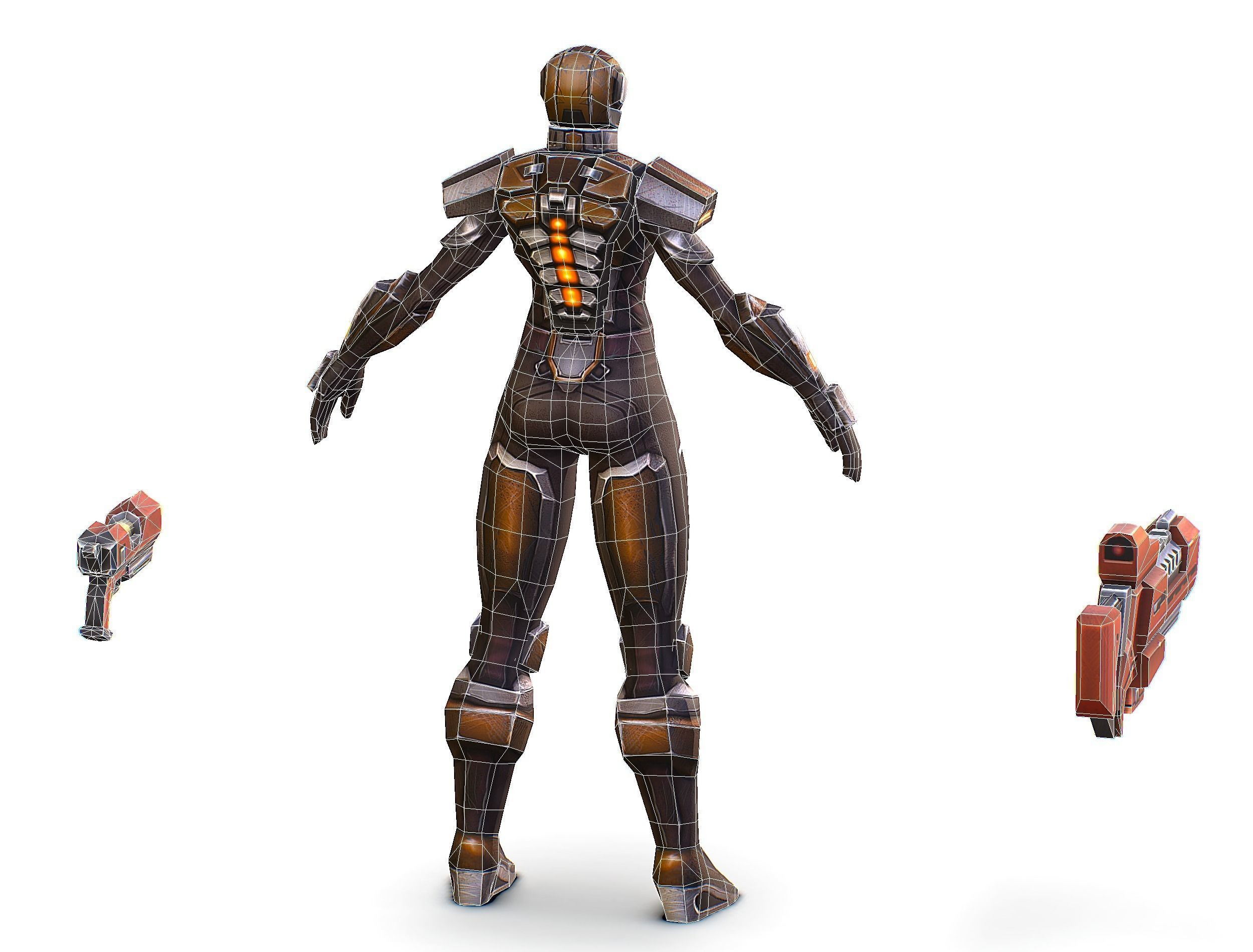 Woman Cyborg Soldier Female with Rifle and Pistol Low-poly 3D model_66