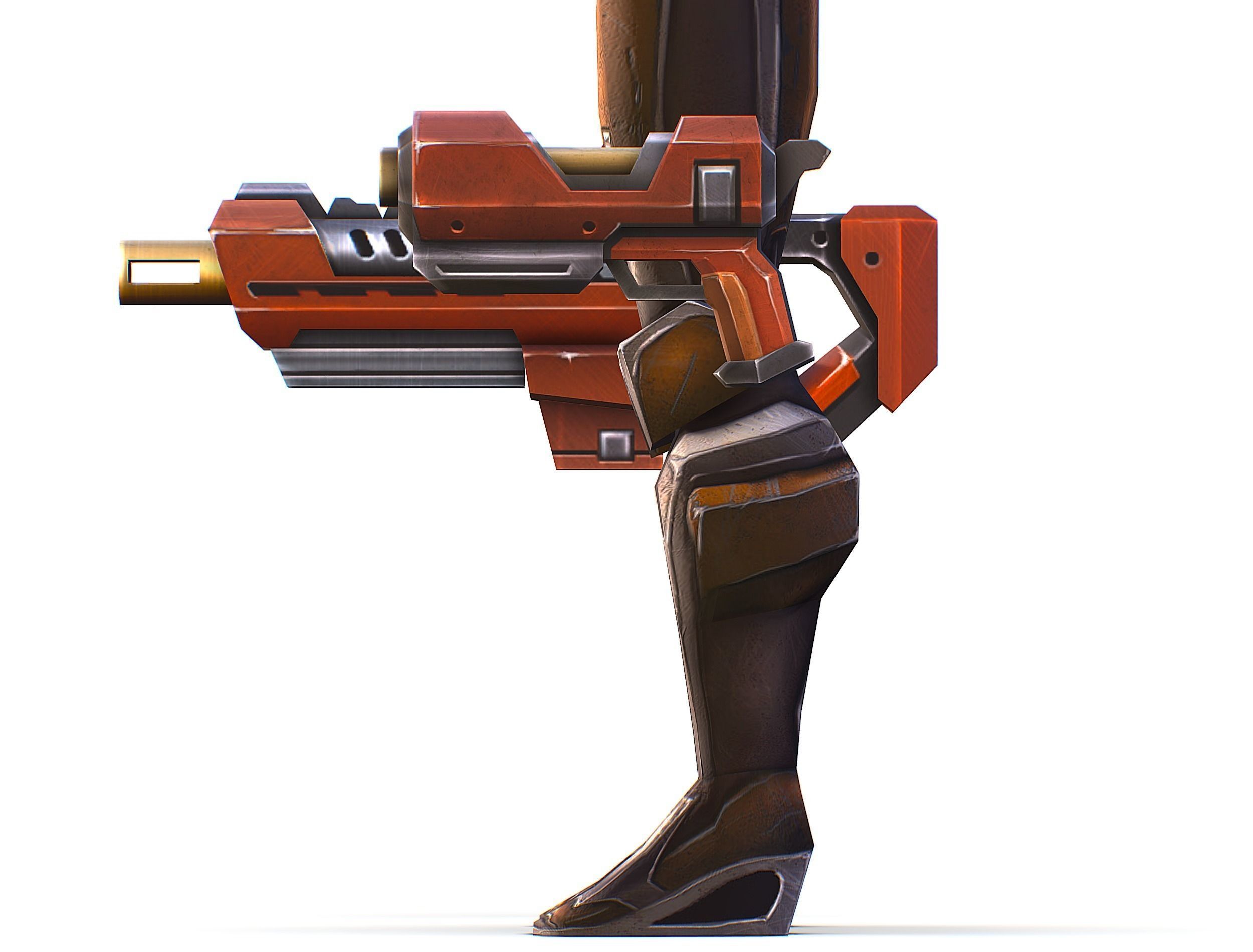 Woman Cyborg Soldier Female with Rifle and Pistol Low-poly 3D model_38