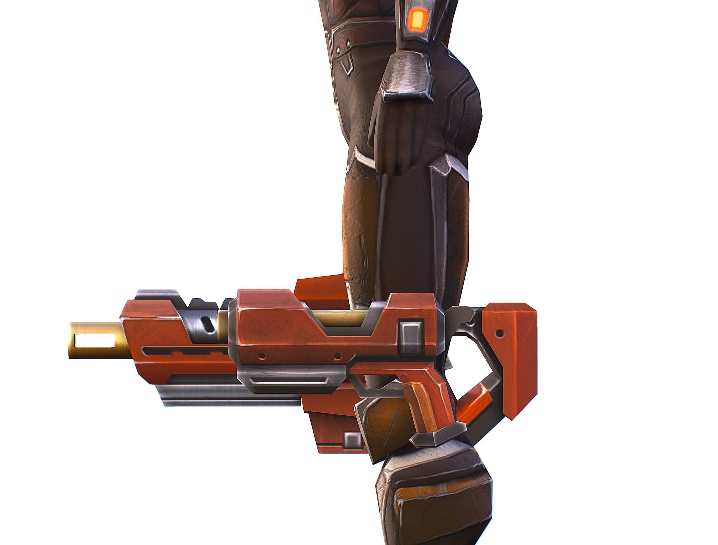 Woman Cyborg Soldier Female with Rifle and Pistol Low-poly 3D model_37