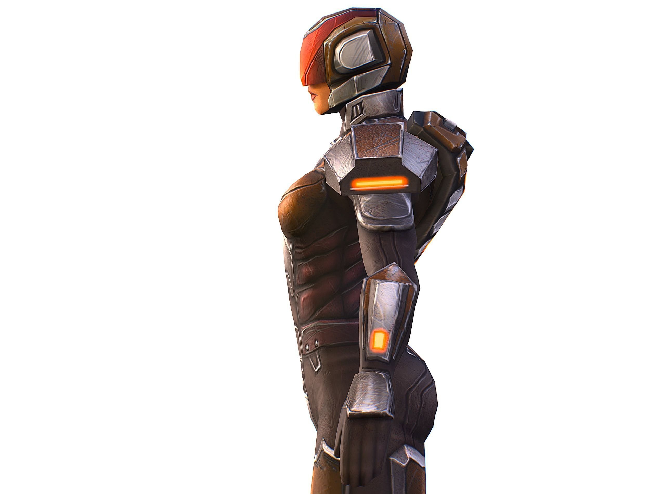 Woman Cyborg Soldier Female with Rifle and Pistol Low-poly 3D model_36