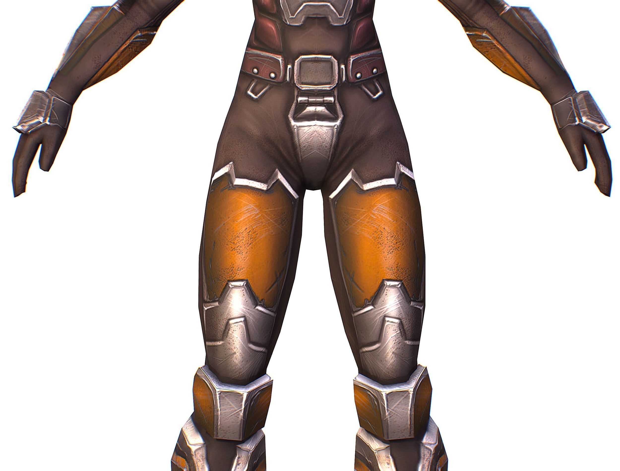 Woman Cyborg Soldier Female with Rifle and Pistol Low-poly 3D model_28