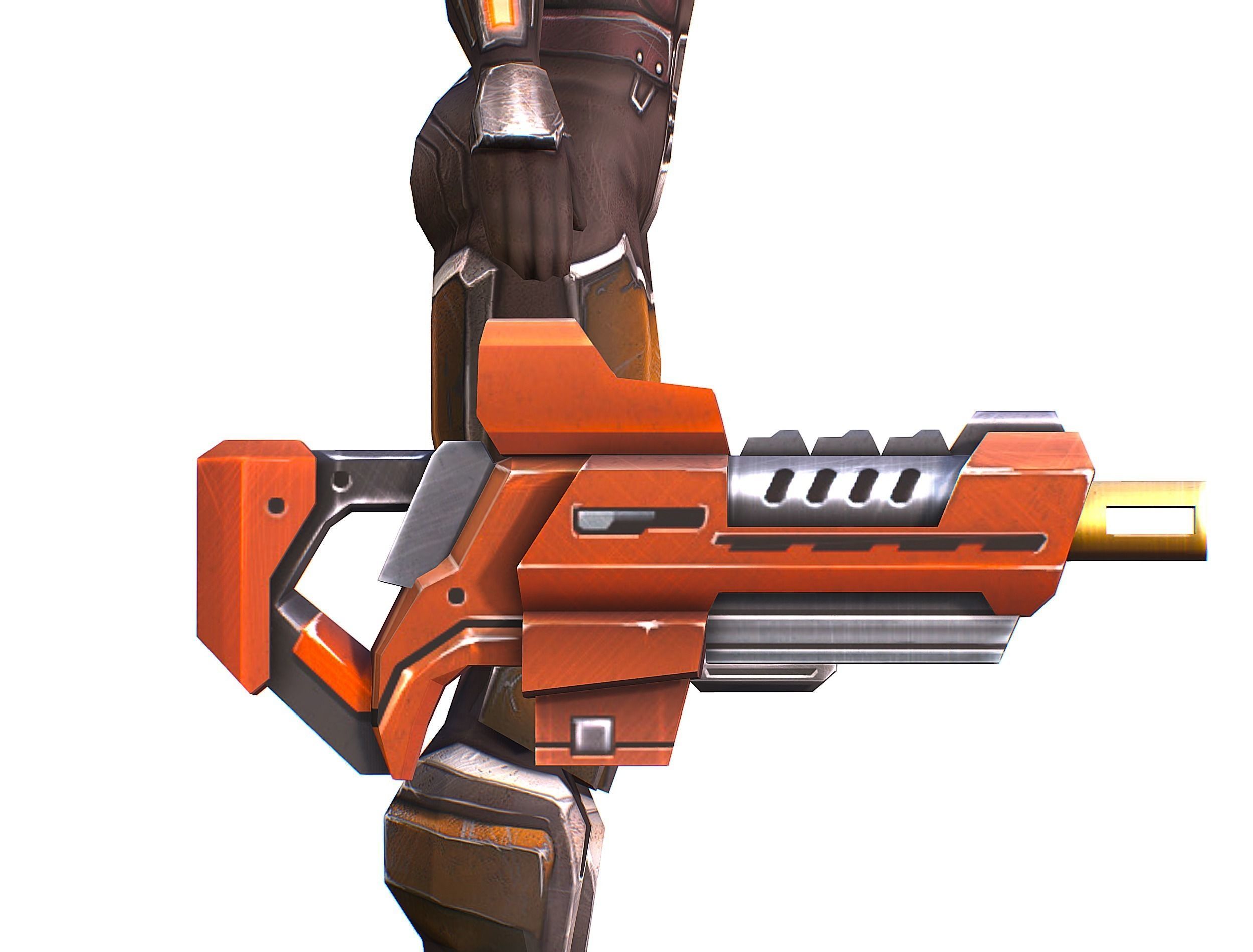 Woman Cyborg Soldier Female with Rifle and Pistol Low-poly 3D model_34