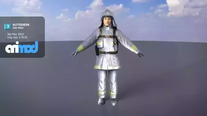 Japanese Firefighter 0001 3D model