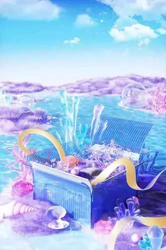 Beautiful water plant e-commerce gift box scene in summer