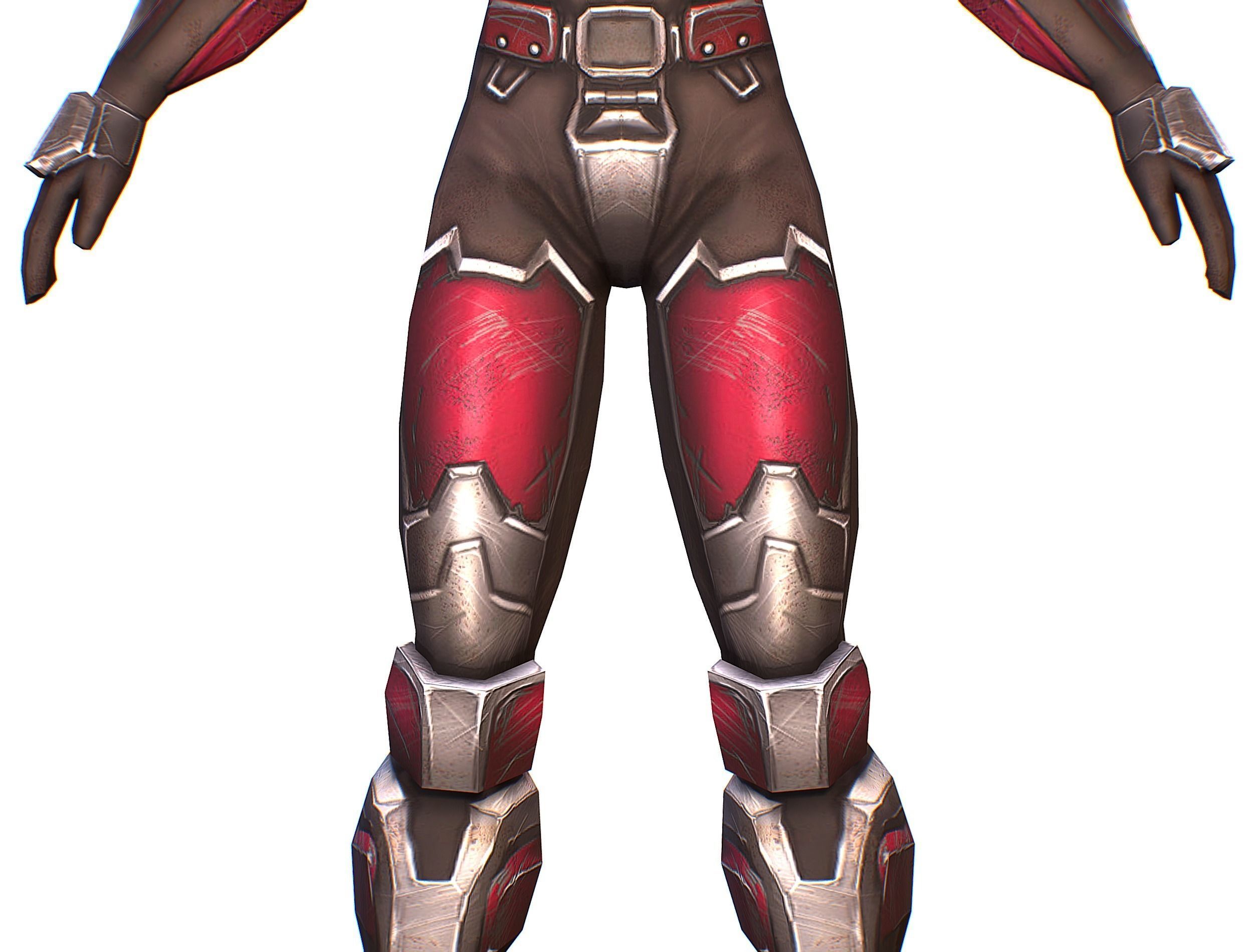 Cyborg Woman Machine Gun with Rifle and Pistol Low-poly 3D model_26